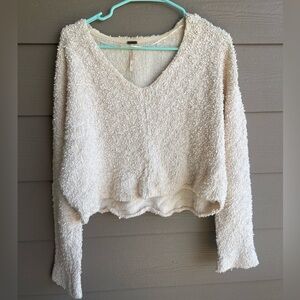 Free People Cream Cropped Sweater